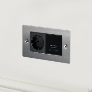 Prise Euro 2G unique avec USB en acier