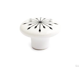 Bouton de meuble Jacob Porcelaine blanc avec noir (2 pièces)