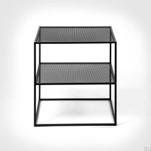 Table d'appoint grillagée en métal noir