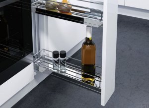 Insert coulissant K-150, deux tablettes, blanc / chrome