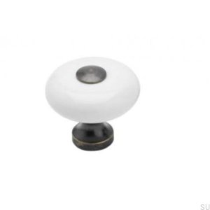 Bouton de meuble SP5 Porcelaine blanche Or vieilli