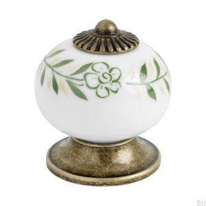 Bouton de meuble 8131 Porcelaine or vieilli
