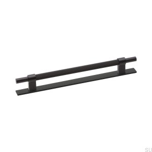 Poignée de meuble allongée avec rondelle Pitch 192, aluminium noir