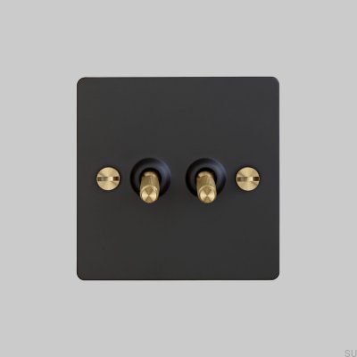 2G Dual Switch Noir/Laiton [El420] Norme anglaise