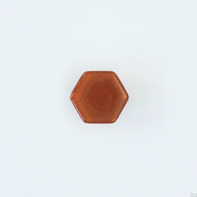 Bouton de meuble en verre hexagonal brun