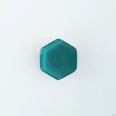 Bouton de meuble hexagonal en verre Marine