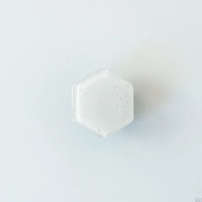 Bouton de meuble en verre hexagonal blanc