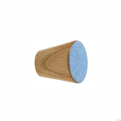 Bouton de Meuble Melange Bois Email Bleu - Huile Incolore Semi-mat