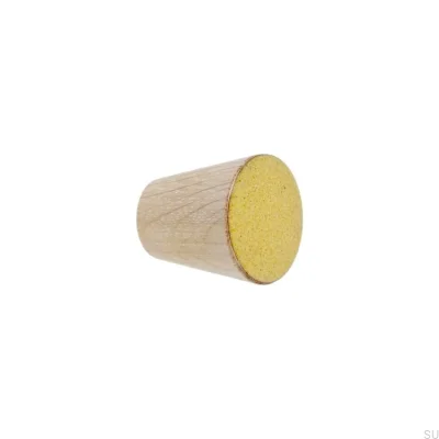 Bouton de meuble Melange en bois émaillé jaune - blanc d'huile