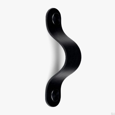 Poignée de meuble allongée Pin-Pin Cuir noir avec noir