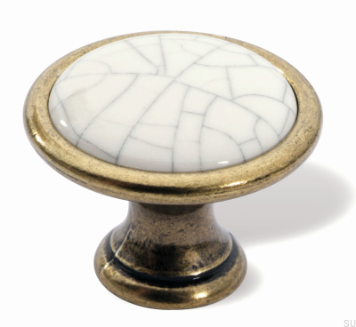 Bouton de Meuble 1700 Or Antique avec Porcelaine