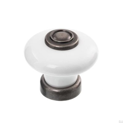 Bouton de meuble 3851 Porcelaine avec noir antique