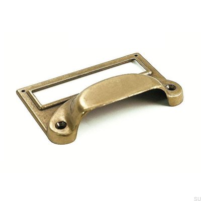 Poignée de meuble en coquillage avec étiquette Or Antique