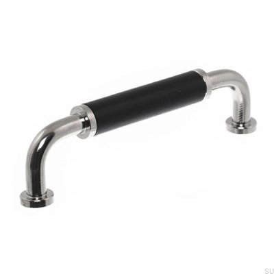 Poignée de meuble allongée 4820 96 Nickel poli avec noir