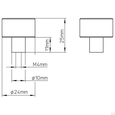 Bouton de meuble 2464 24 Nickel brossé