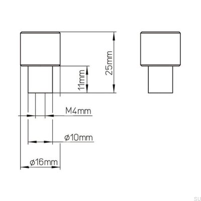 Bouton de meuble 2464 16 Métal noir