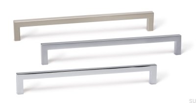 Poignée de meuble allongée U 0056 320 Nickel brossé