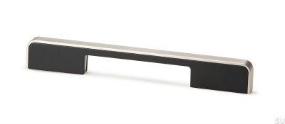 Poignée de meuble Block 160. Nickel brossé et noir