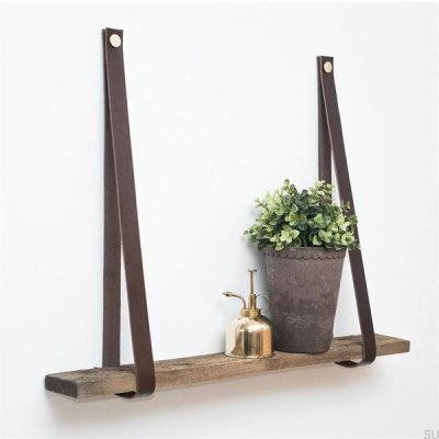 Cintre en cuir marron et doré