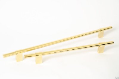 Poignée de meuble oblongue Line Big 224. Laiton poli.