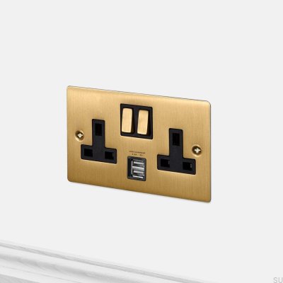 Double prise USB 3.1A Type G UK 2G en laiton, conforme aux normes britanniques