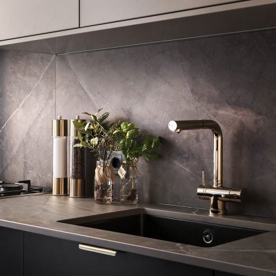 Poignée de meuble Edge Lip 40 Laiton poli Non peint