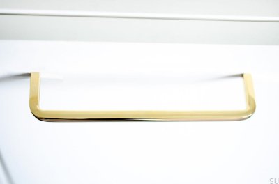 Poignée de meuble longue Filetage 128 Laiton poli Non peint