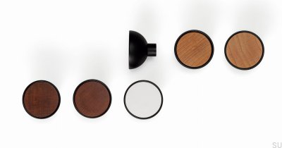 Bouton de meuble Bol noir avec bois sapeli