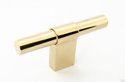 Bouton de meuble T-Bar Line Big 12, laiton poli, non verni