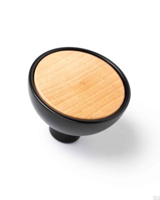 Bouton de meuble Bol Noir avec bois de hêtre