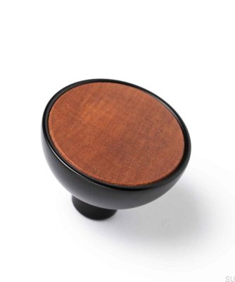 Bouton de meuble Bol noir avec bois sapeli