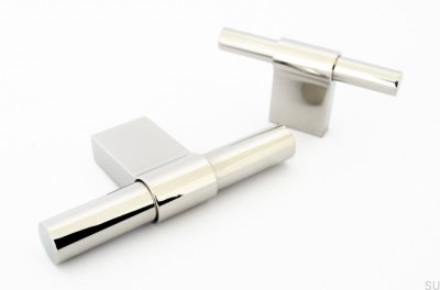 Bouton de meuble T-Bar Line Big 12, acier poli