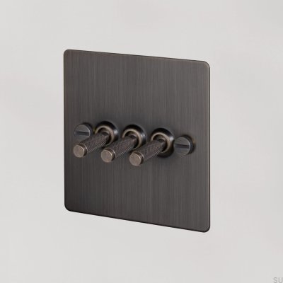 Interrupteur triple croix 3G en laiton bronze brûlé, norme britannique