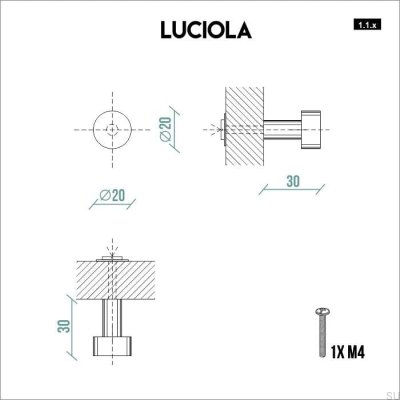 Bouton de meuble Luciola 20 Acier brossé