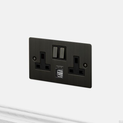Double prise USB 3.1A Type G UK 2G en laiton bronze brûlé, conforme aux normes britanniques