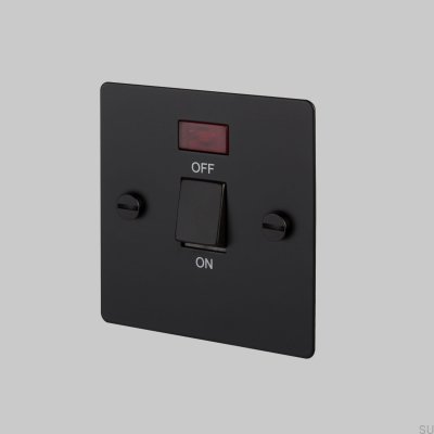Interrupteur sectionneur bipolaire 20 A en acier noir, conforme aux normes britanniques