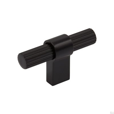 Bouton de meuble T-Bar Helix Stripe Métal Noir
