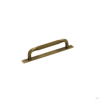 Poignée de meuble allongée avec rondelle Helix Stripe 128 Bronze antique