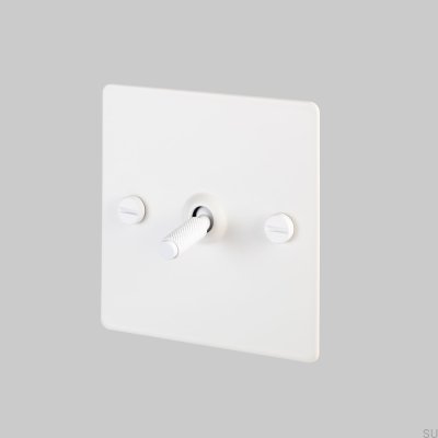 Interrupteur simple Cross 1G en acier blanc, norme britannique
