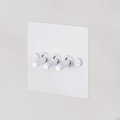 Interrupteur triple croix 3G en acier blanc, norme britannique