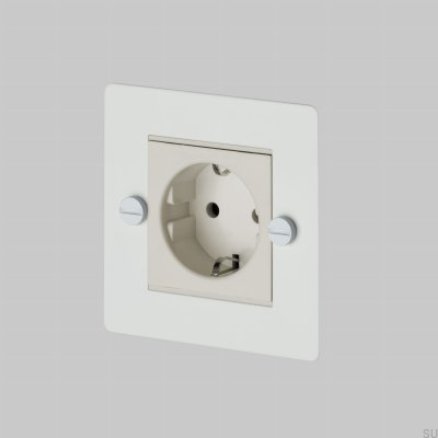 Prise simple de type C Euro 1G en acier blanc, norme britannique