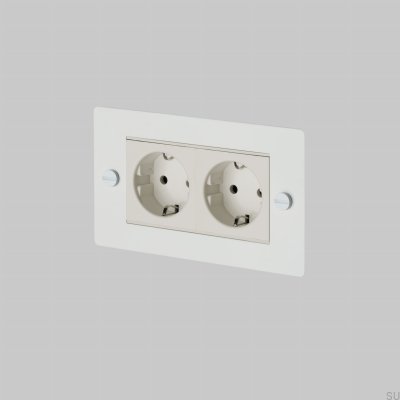 Prise double type C Euro 2G en acier blanc, norme britannique