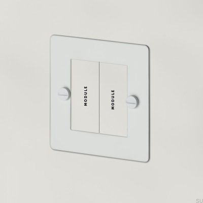 Cadre à deux modules Euro Plate 1G, acier, blanc, norme britannique
