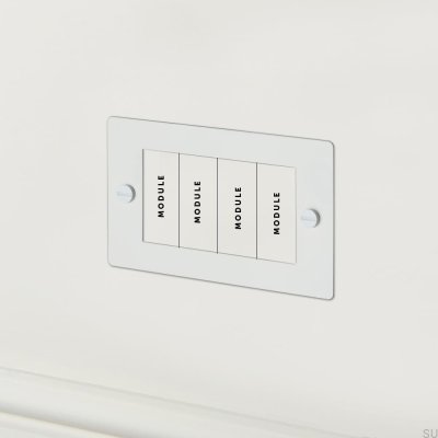 Cadre de plaque d'immatriculation européenne 2G à quatre modules, acier, blanc, norme britannique