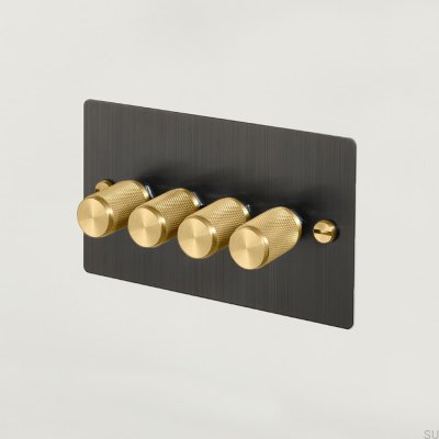 Variateur LED Cross 4G 120 W, finition bronze brûlé et laiton, conforme aux normes britanniques