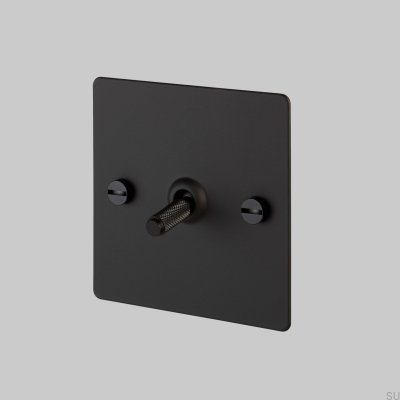 Interrupteur à croix simple 1G en acier noir, norme britannique