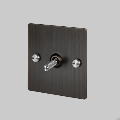 Interrupteur à croix simple 1G en laiton bronze brûlé avec finition argentée, conforme aux normes britanniques