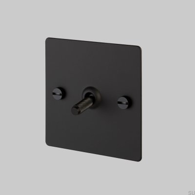 Interrupteur simple Cross 1G en acier noir, norme britannique