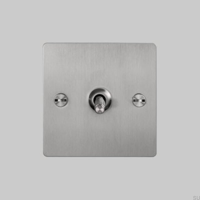 Interrupteur simple Cross 1G en acier argenté, norme britannique