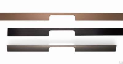 Poignée de meuble allongée Peak 448, aluminium noir brossé